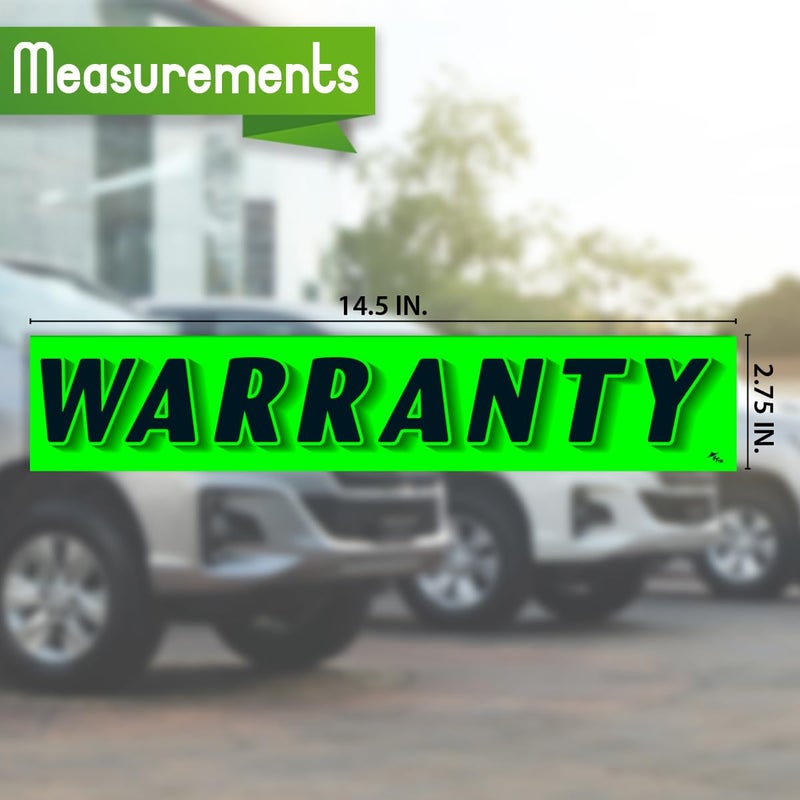 Versa-Tags Chartreuse Green Vinyl Slogan Stickers - 12-Pack for Car Dealer Windshield Advertising, Perfect for Used/New Car Truck RV Lots Slogan-Warranty-Stickers - Image 2